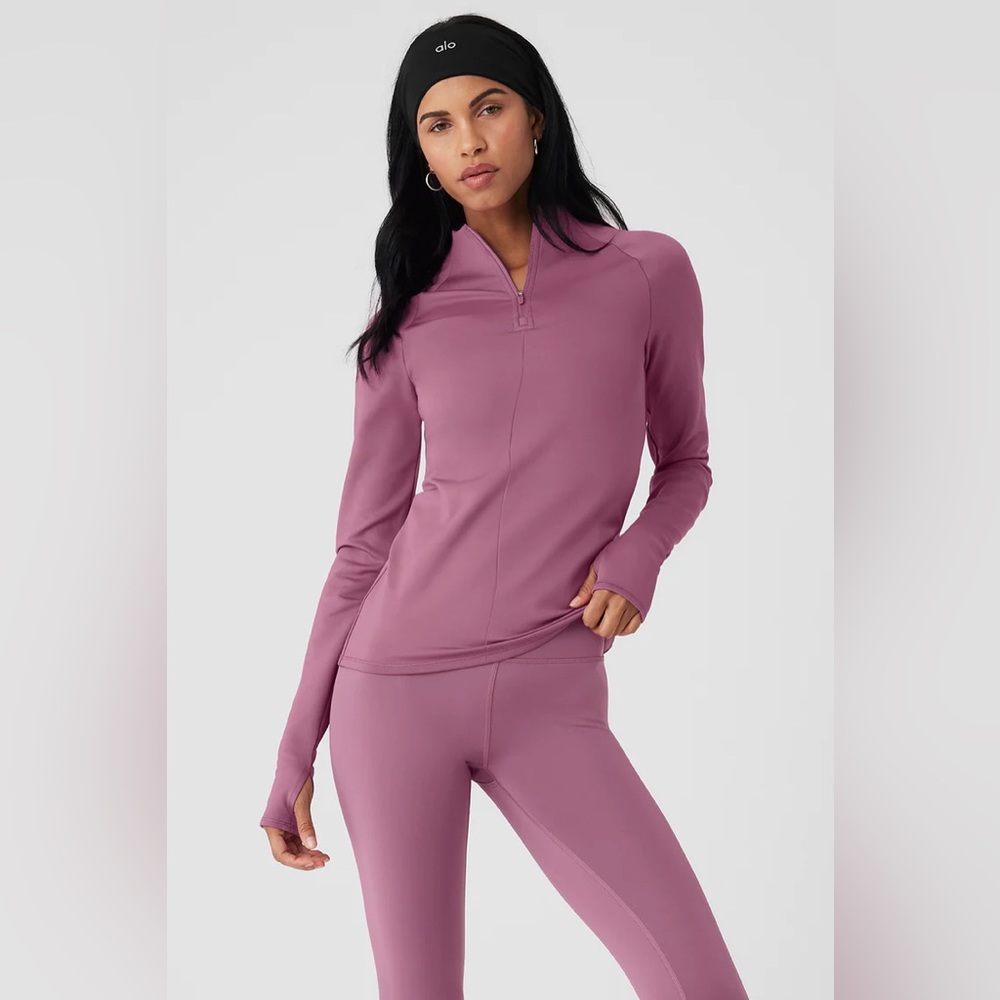 ALO - Airlift Winter Warm 1/4 zip long sleeve - Soft Mulberry - MED